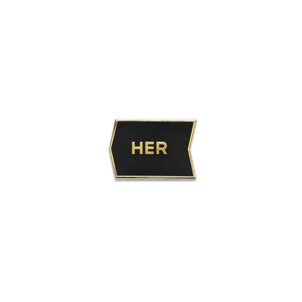 Her Pronoun Enamel Pin - Irregular Metal Brooch Badge For Jackets & Bags