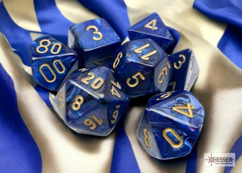 Chessex Polyhedral 7-Die Set: Scarab - Royal Blue/Gold cover image