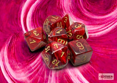 Chessex Polyhedral 7-Die Set: Vortex - Burgundy/Gold cover image