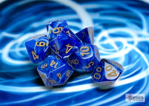 Chessex Polyhedral 7-Die Set: Vortex - Blue/Gold cover image