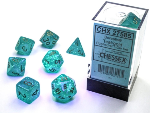 Chessex Borealis Teal/gold Luminary Polyhedral 7-Die Set cover image