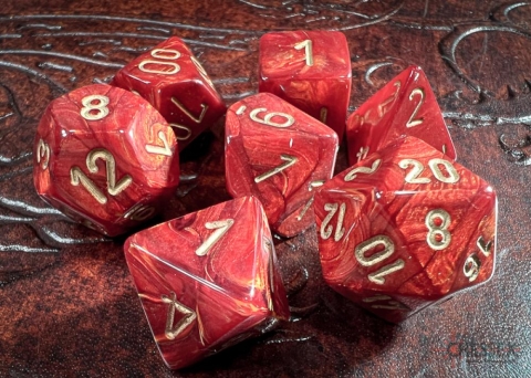 Chessex Scarab Scarlet/gold Polyhedral 7-Die Set cover image