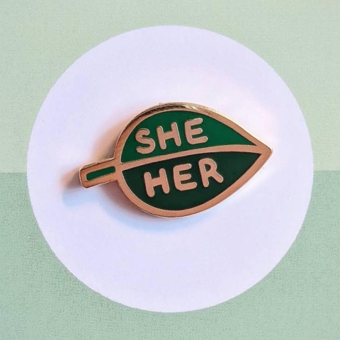 misomomo Pronoun Leaf Pin: she/her cover image