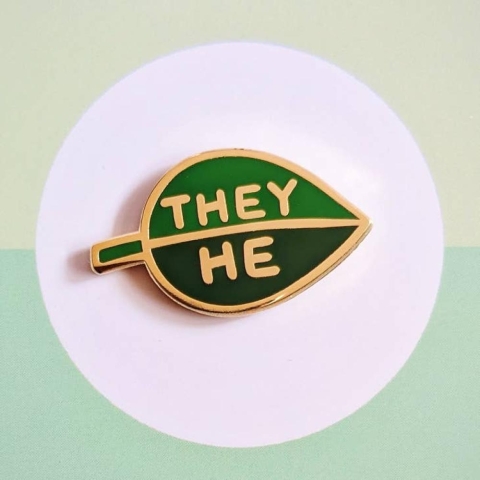 misomomo Pronoun Leaf Pin: they/he cover image