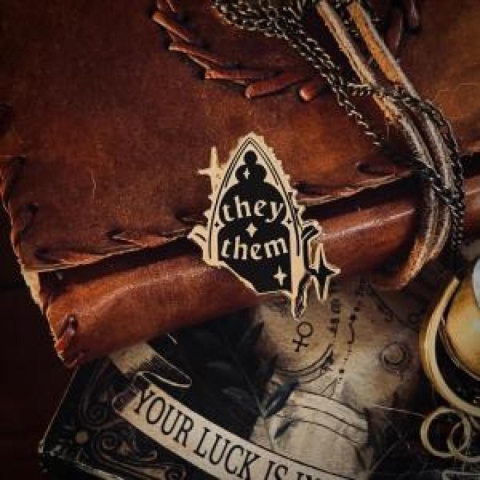 Winter Den - Gothic Arch They/Them Pronoun Enamel Pin cover image