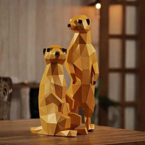 PaperCraft Meerkats 3D Origami Model cover image