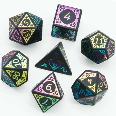 Obsidian With Rainbow Font Gemstone Dice Set #1 cover image