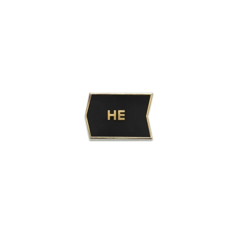 Magnetic Enamel Pronoun Badge Tile: He / Black cover image