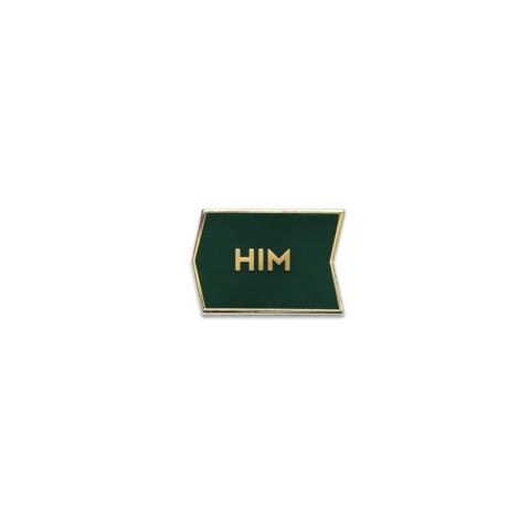 Magnetic Enamel Pronoun Badge Tile: Him / Green cover image