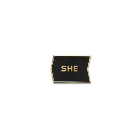 Magnetic Enamel Pronoun Badge Tile: She / Black cover image