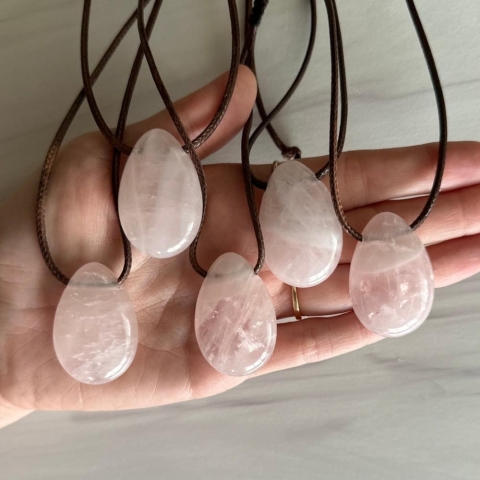 Pebble House - Rose Quartz Polished Necklace cover image