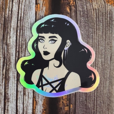 Fabled Creative Co: Dark Paradise - Holographic Goth Girl Sticker cover image
