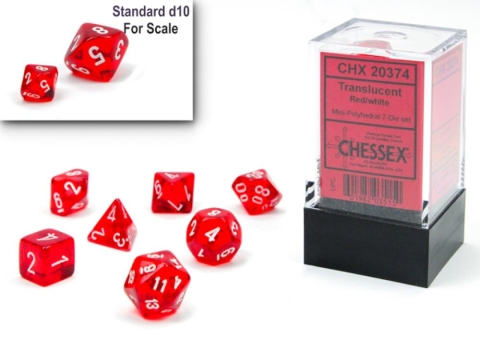 Chessex Translucent Red/white Mini-Polyhedral 7-Die Set cover image