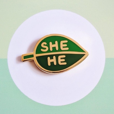 misomomo Pronoun Leaf Pin: she/he cover image