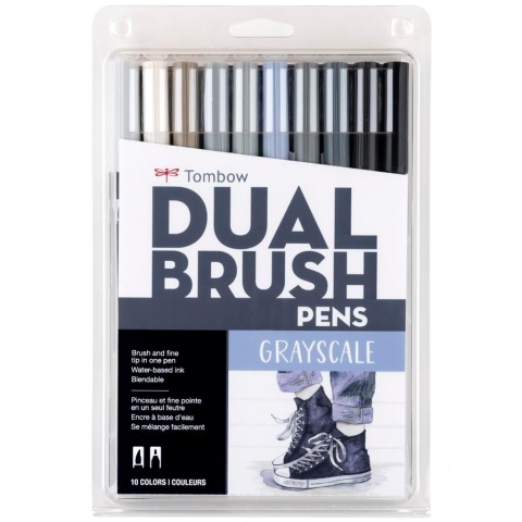 Tombow: Dual Brush Pens — Grayscale (10-Pack) cover image