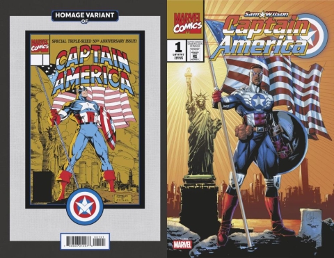 SAM WILSON CAPTAIN AMERICA #1 WHILCE PORTACIO CAPTAIN AMERICA SAM WILSON HOMAGE VAR CVR B cover image