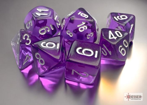 Chessex Mini-Polyhedral 7-Die Set: Translucent - Purple/White cover image