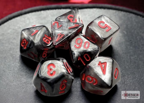 Chessex Mini-Polyhedral 7-Die Set: Velvet - Black/Red cover image