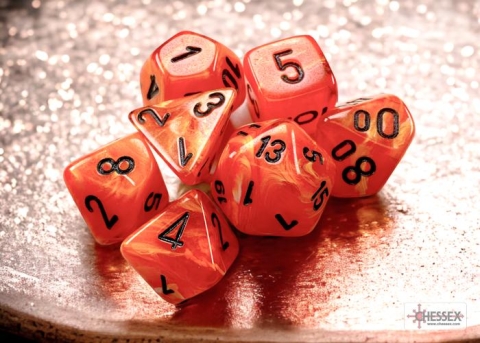 Chessex Mini-Polyhedral 7-Die Set: Vortex - Orange/Black cover image