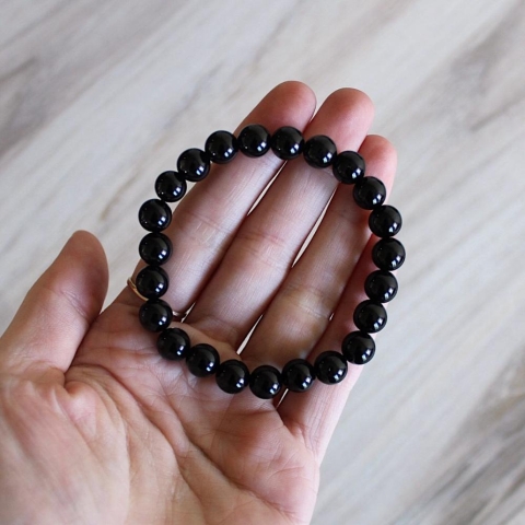 Pebble House Bracelet: 8mm Black Obsidian cover image