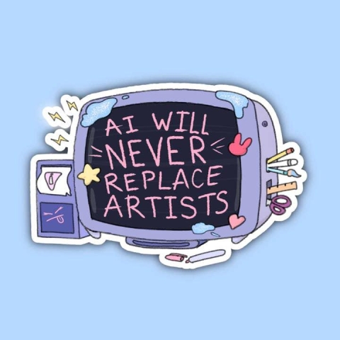 Noellita Bonita Sticker: AI Will Never Replace Artists cover image