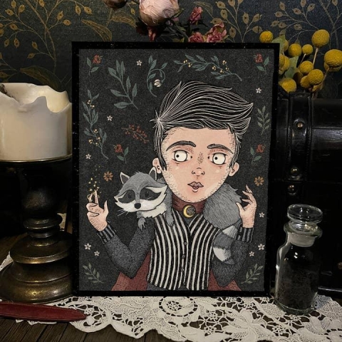 The Orphans of Dudleytown Art Print 8x10: Warlock and Racoon Familiar cover image