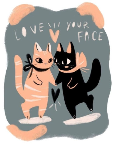 Bunny Dee Greeting Card: Love Your Face / Cat Friends cover image