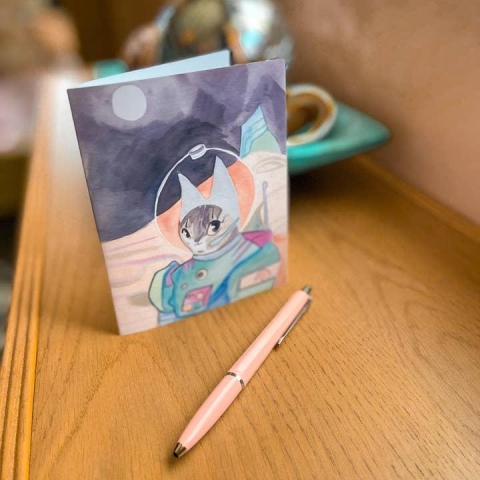 Bunny Dee Greeting Card: Space Cat cover image