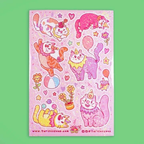 Turtle's Soup Sticker Sheet: Clown Cats cover image