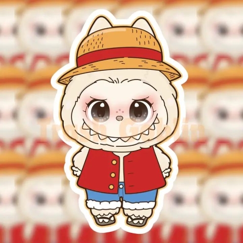 Trash Goblin Vinyl Sticker: Labubu — Monkey D. Luffy cover image