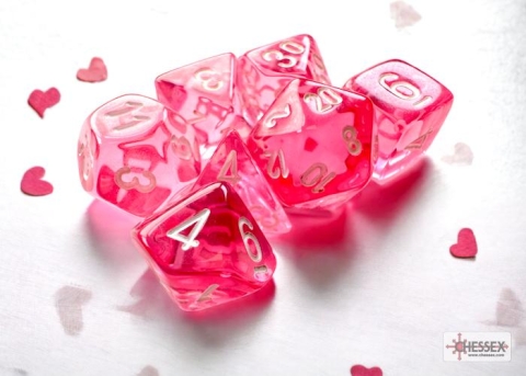 Chessex Mini-Polyhedral 7-Die Set: Translucent - Pink/White cover image
