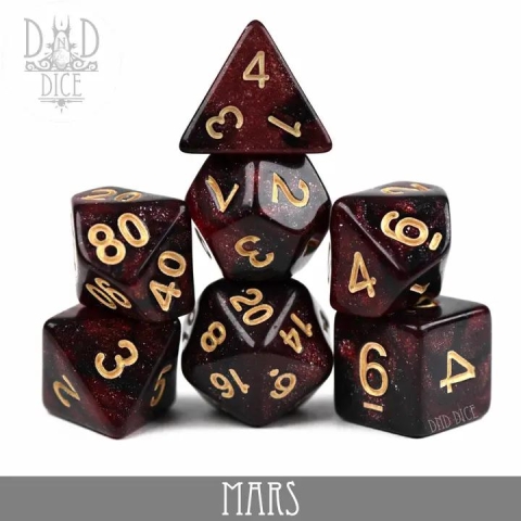 DND Dice: Acrylic 7-Die Set—Mars Galaxy cover image