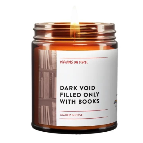 Virgins on Fire Candle: Dark Void Filled Only with Books cover image