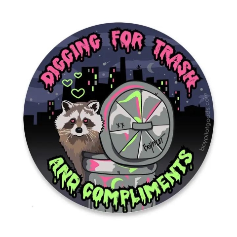 BoyPilot Goods Sticker: Digging for Trash Raccoon cover image