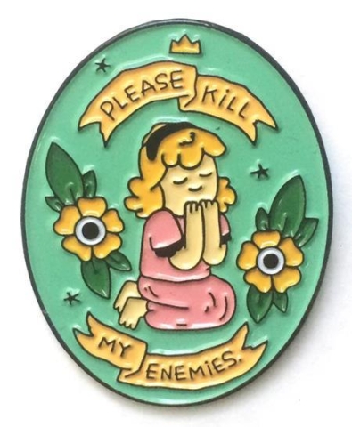 Silver Sprocket Enamel Pin: Please Kill My Enemies cover image
