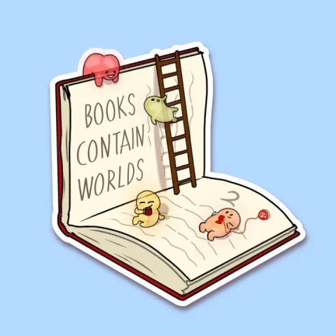 Noellita Bonita Sticker: Books Contain Worlds cover image