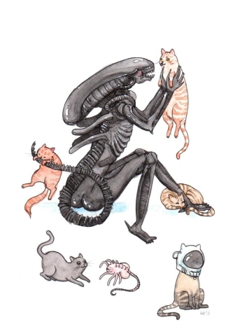 Stupid Animal Shop Art Print 5x7: Extra-purrestrial cover image