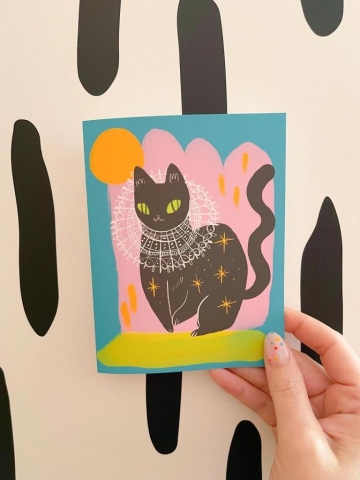 Bunny Dee Greeting Card: Fancy Black Cat cover image