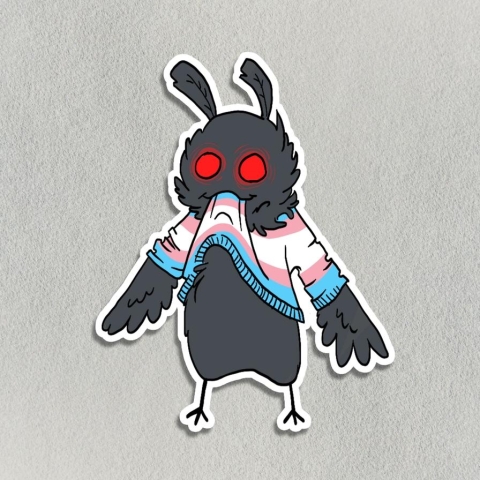 Salt Birch Sticker: Mothman Eating His Own Sweater — Transexual cover image