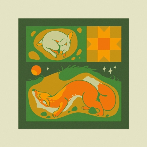 Odd Hare Goods Art Print 4.7x4.7: Starry Night Prowl cover image