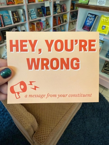 Strong Feelings Press Political Postcard: Hey, You're Wrong cover image