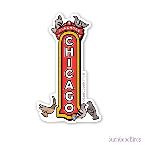 Such Good Birds Sticker: Chicago Theater Sign cover image