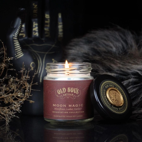 Old Soul Artisan 4 oz. Soy Candle: Moon Magic (Moonflower, Leather, Stardust) cover image