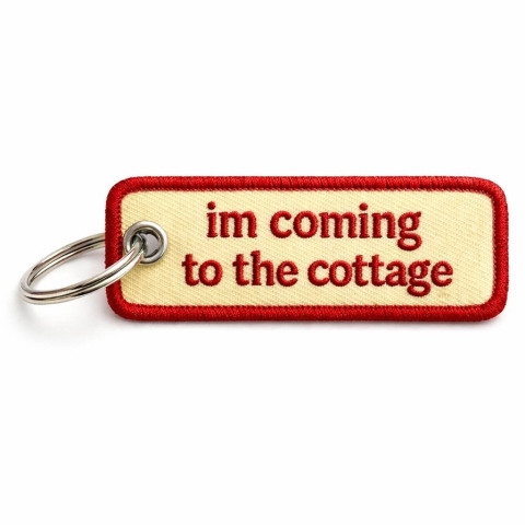 Unexpected Flair Embroidered Keychain: Heated Rivalry — I'm Coming to the Cottage cover image