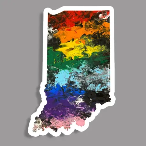 AbstractbyRabrams State Sticker: Indiana (Rainbow) cover image