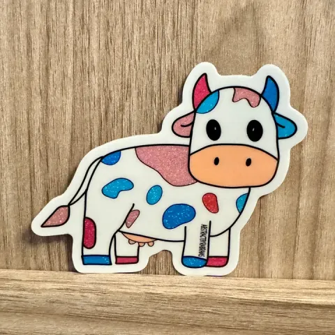 AbstractbyRabrams Sticker: Glittery Trans Cow cover image
