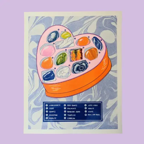 Christina Hu Risograph 11x14: Man, I Love Rocks and Gemstones cover image