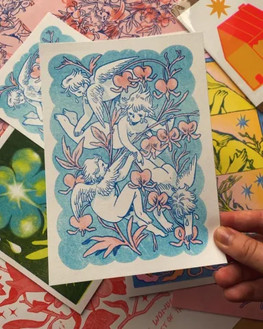 Altargokart Risograph 5x7: Tearful Cherub cover image