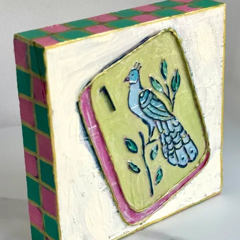 JC Artist Studio Wood Block 4x4: Mahjong Bird Tile cover image