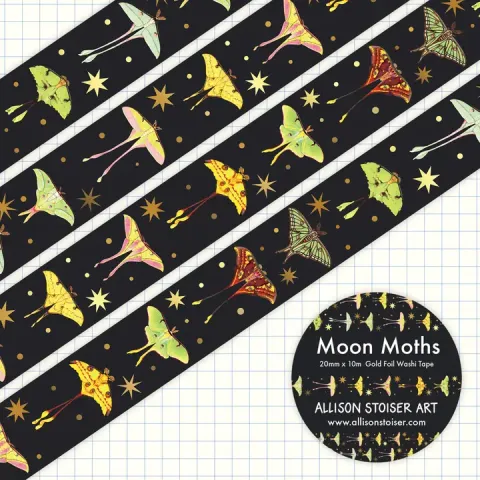 Allison Stoiser Washi Tape: Gold Foil Moon Moths cover image